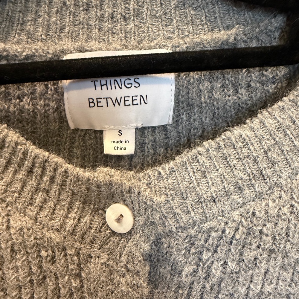 Things Between Gray Knit Button Front Cardigan Sw… - image 4